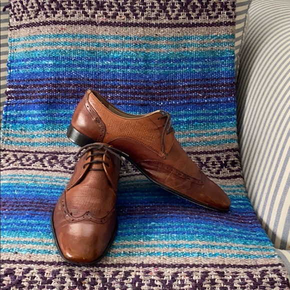 Mens MAX Tan Leather Wing-Tip shoe - Picture 1 of 6